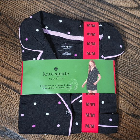 Kate Spade 2 Piece Polka Dot Pajama Set with Pink Accents Sz M - Picture 4 of 12